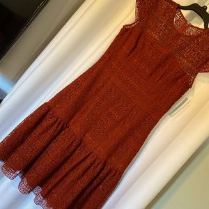 Antonio Melani Hallie Cap Sleeve Lace Drop Waist Midi Dress